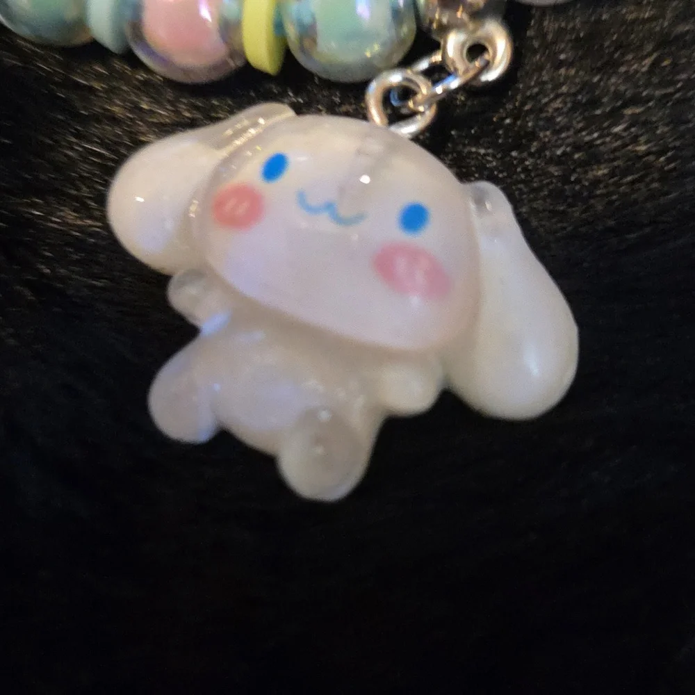 HELLO KITTY'S FRIEND Cute Blue Beaded Bracelet with Bunny Charm NWOT